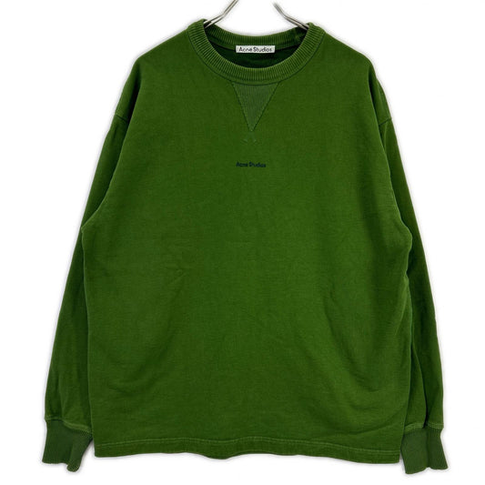 ACNE STUDIOS Green Cotton Logo Crewneck Sweatshirt Size XS