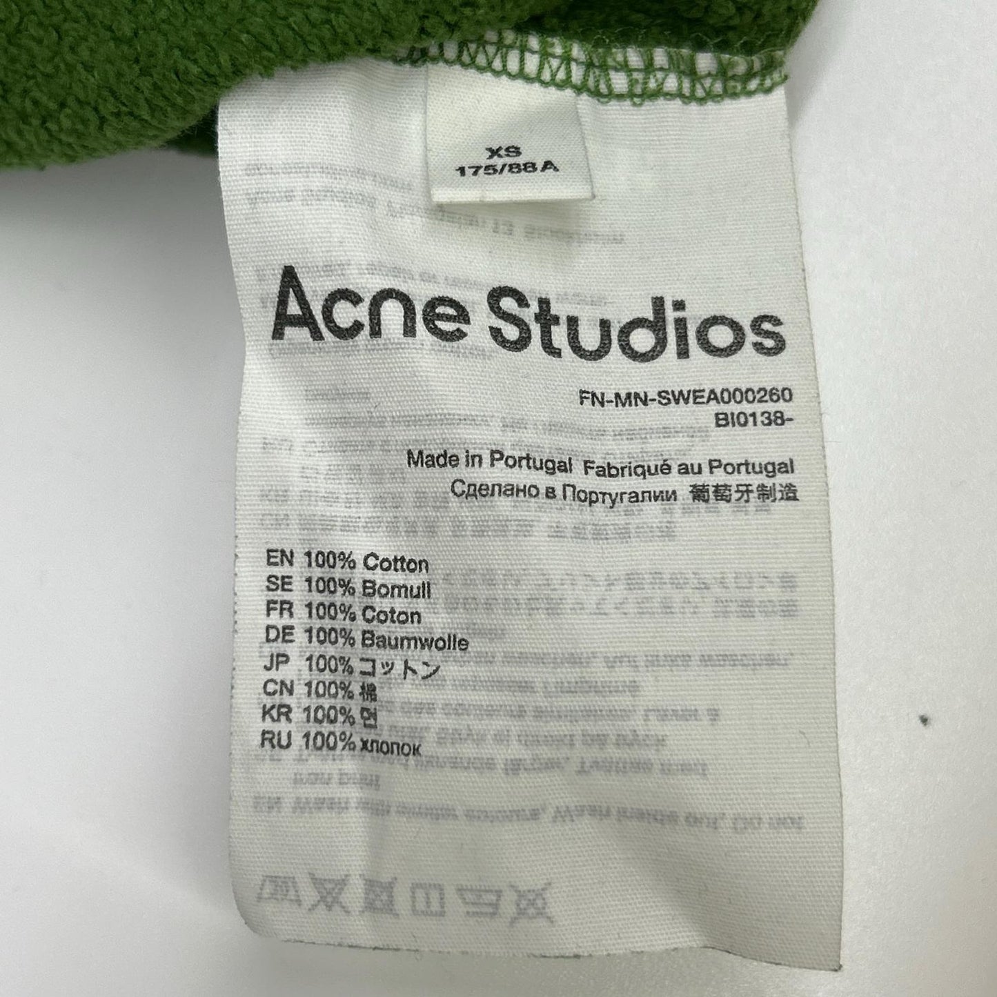 ACNE STUDIOS Green Cotton Logo Crewneck Sweatshirt Size XS