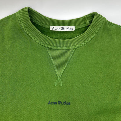 ACNE STUDIOS Green Cotton Logo Crewneck Sweatshirt Size XS