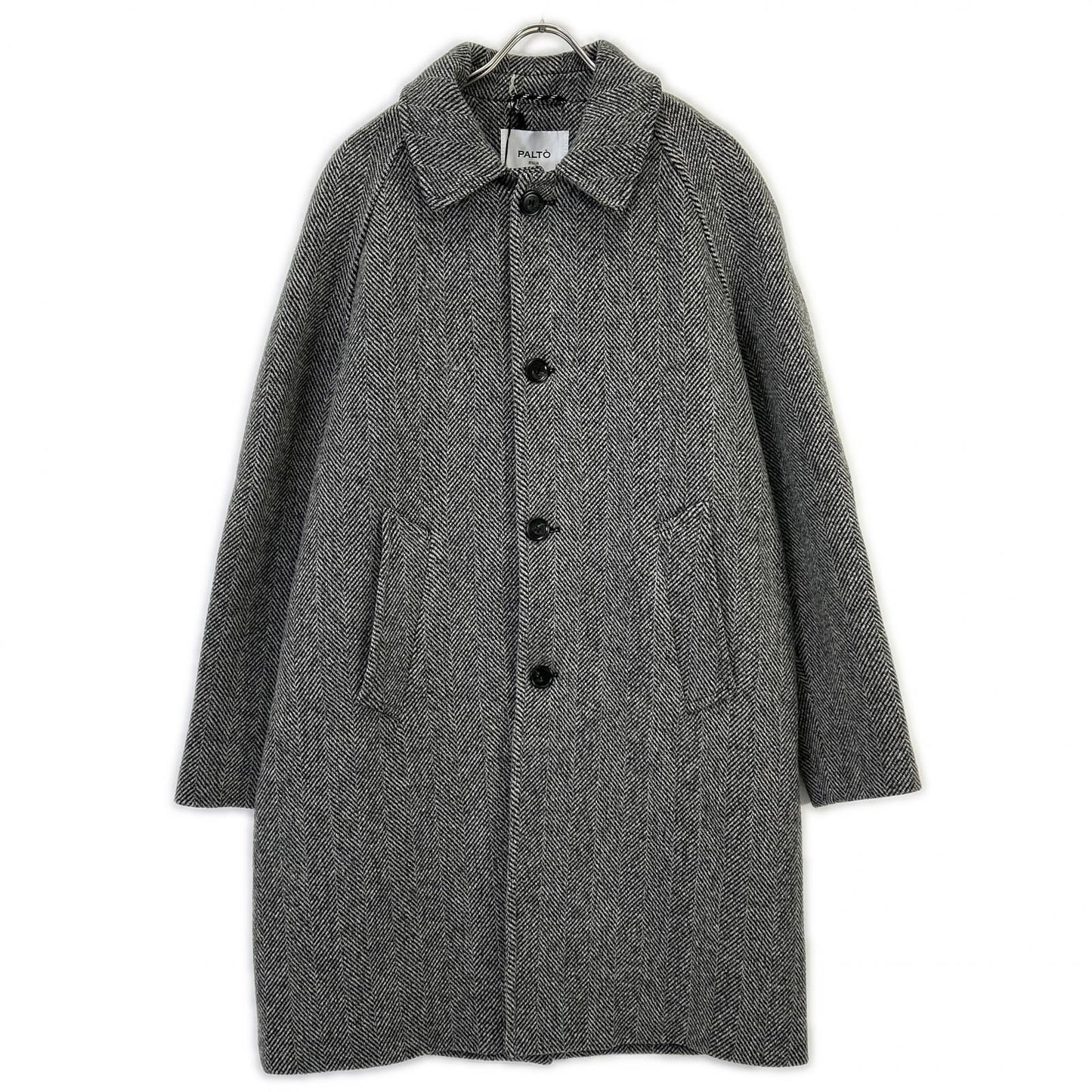 PALTO Gray Wool Herringbone Bal Collar Coat Size 48