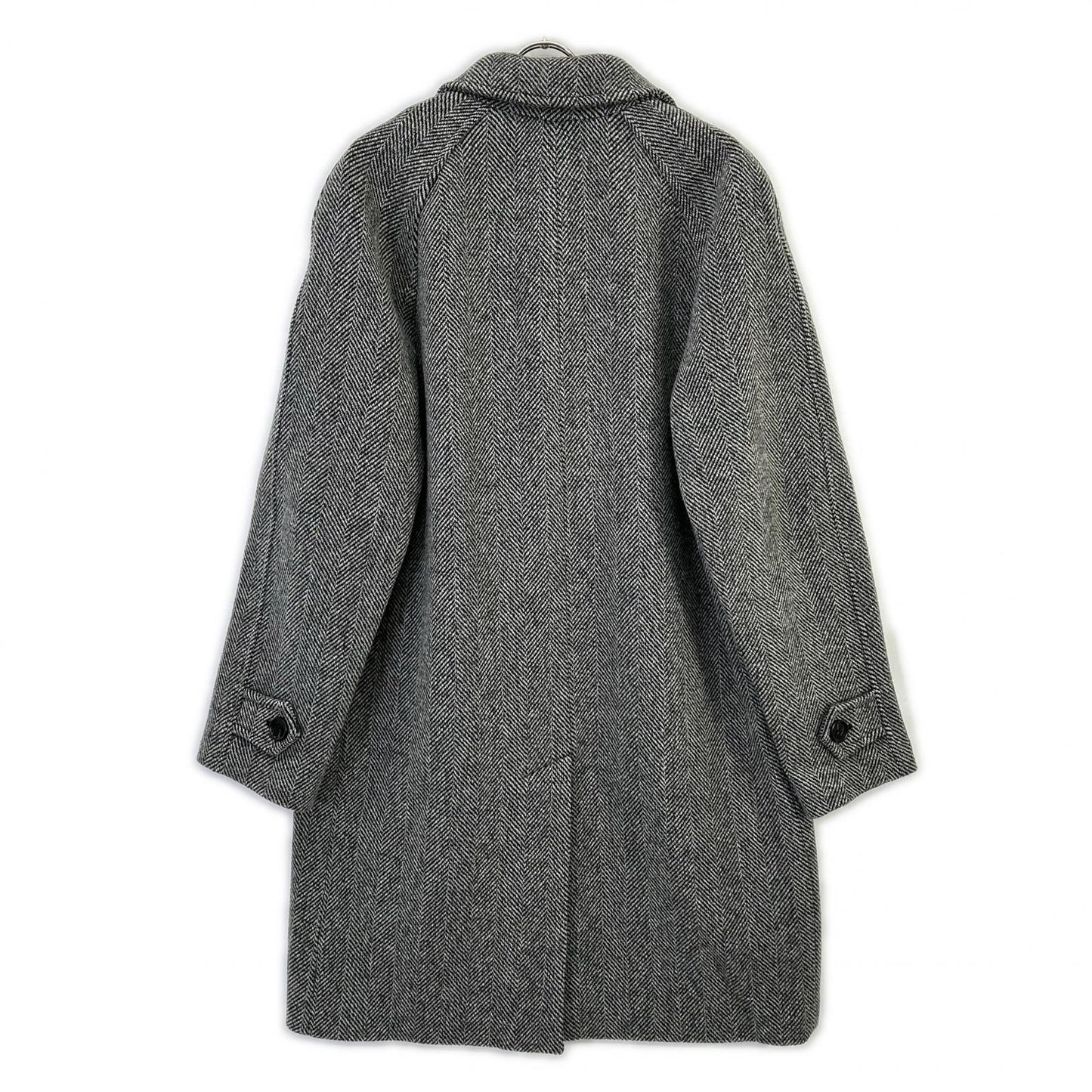 PALTO Gray Wool Herringbone Bal Collar Coat Size 48