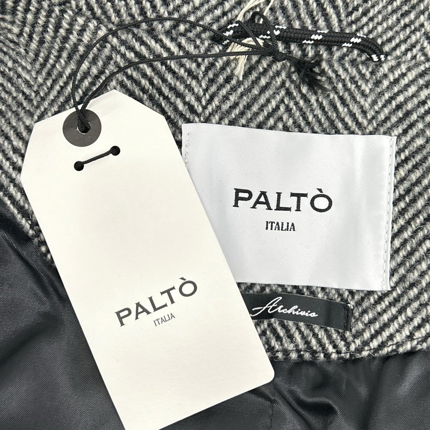 PALTO Gray Wool Herringbone Bal Collar Coat Size 48
