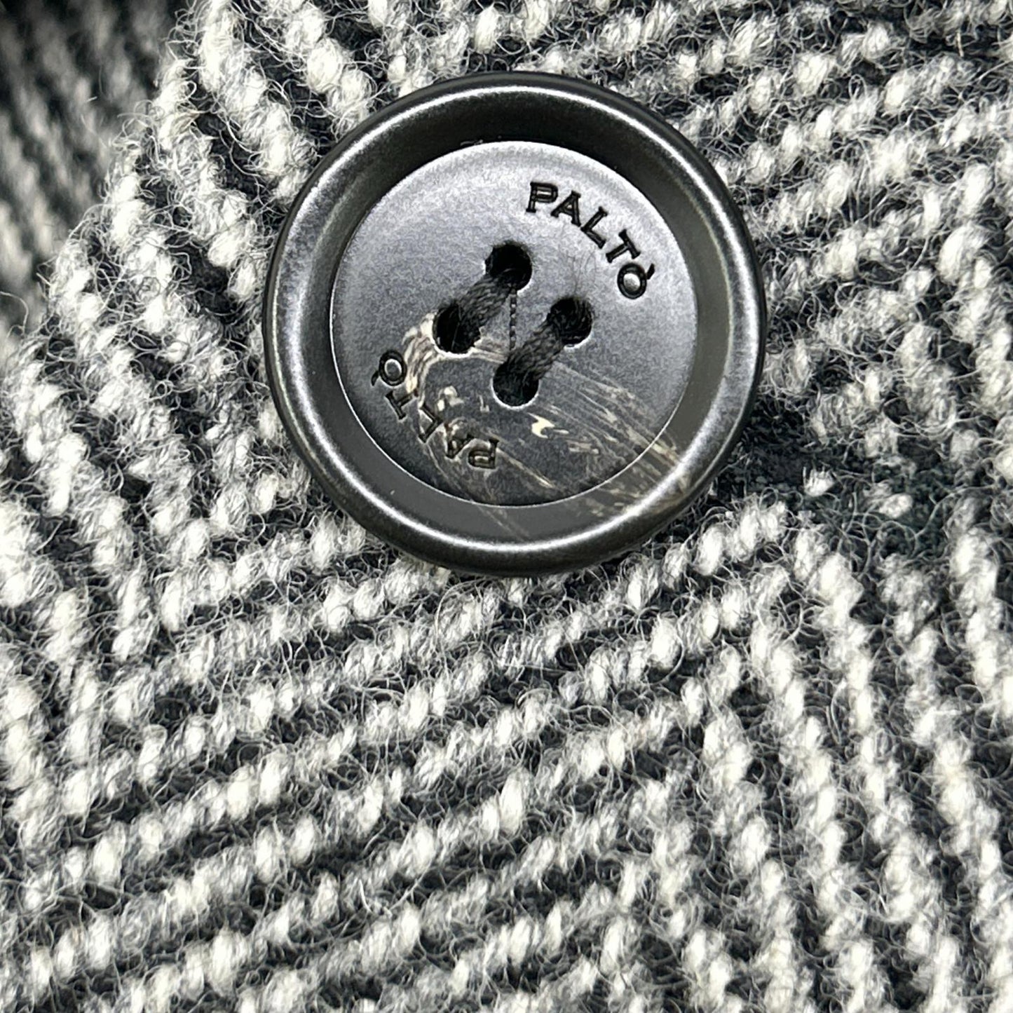 PALTO Gray Wool Herringbone Bal Collar Coat Size 48