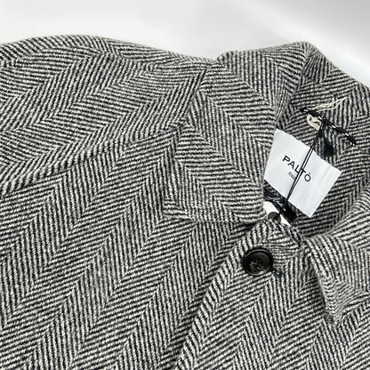 PALTO Gray Wool Herringbone Bal Collar Coat Size 48