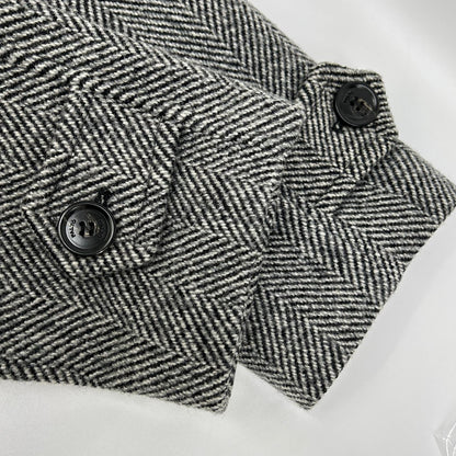PALTO Gray Wool Herringbone Bal Collar Coat Size 48