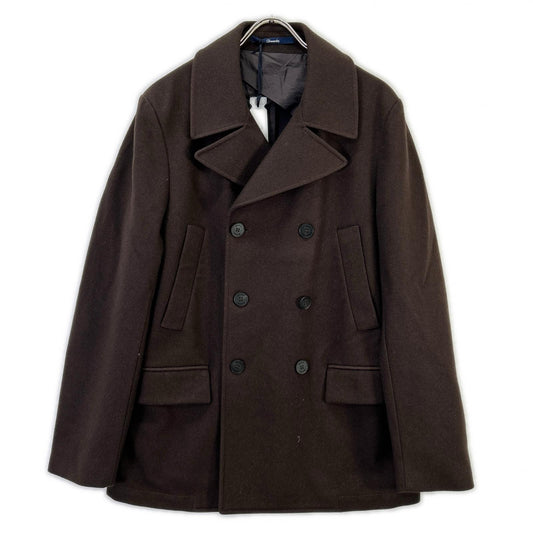 Drumohr Brown Wool Double-Breasted Peacoat Coat Size 48