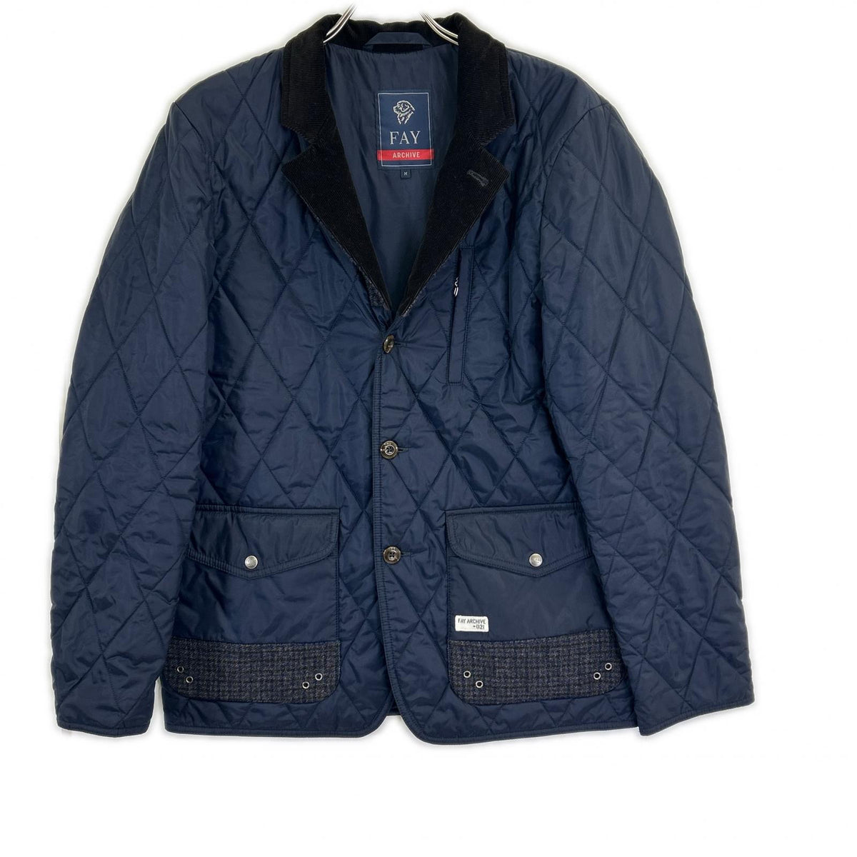 Fay Navy Color Block Nylon Quilted Jacket Size M