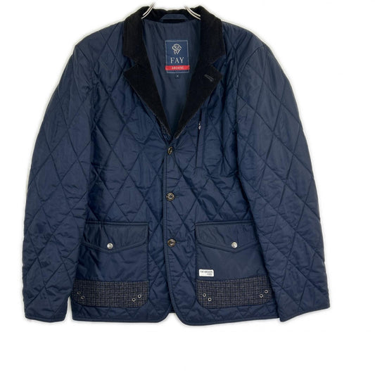 Fay Navy Color Block Nylon Quilted Jacket Size M