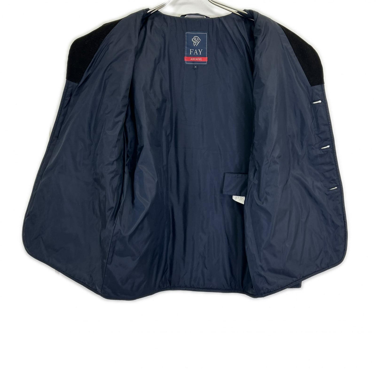 Fay Navy Color Block Nylon Quilted Jacket Size M
