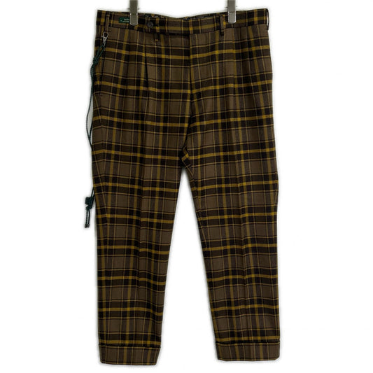 BERWICH Brown Check Wool-Cotton Slacks Pants Size 48