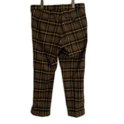 BERWICH Brown Check Wool-Cotton Slacks Pants Size 48