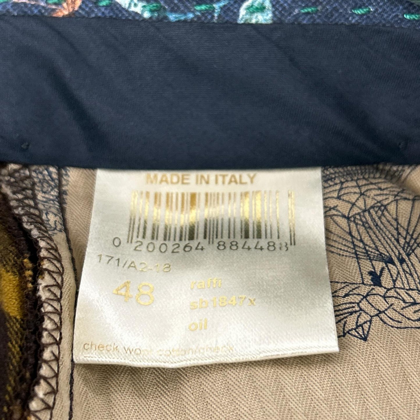 BERWICH Brown Check Wool-Cotton Slacks Pants Size 48