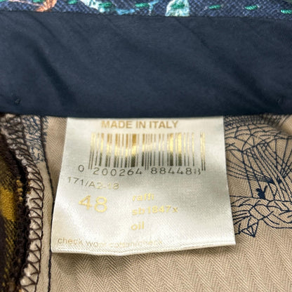 BERWICH Brown Check Wool-Cotton Slacks Pants Size 48