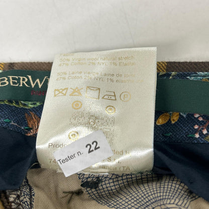 BERWICH Brown Check Wool-Cotton Slacks Pants Size 48
