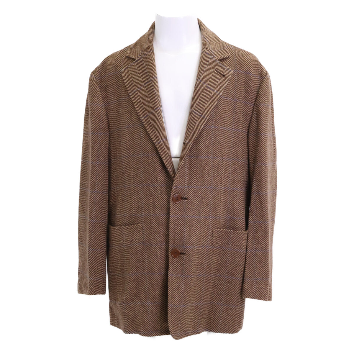 Kiton Herringbone 100% Cashmere 3B Blazer Brown Size 52