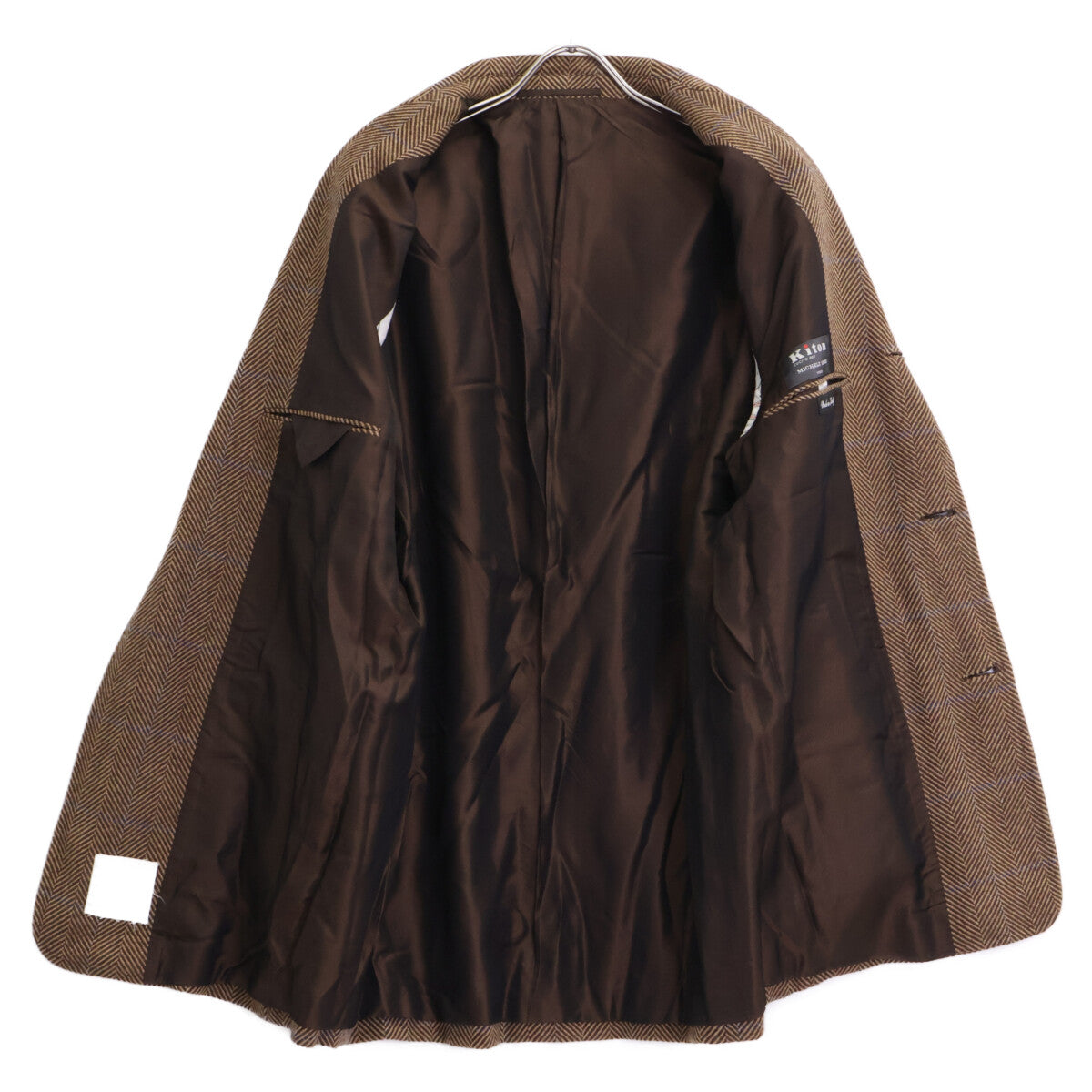 Kiton Herringbone 100% Cashmere 3B Blazer Brown Size 52