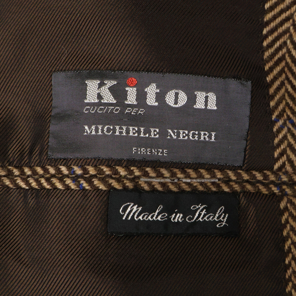 Kiton Herringbone 100% Cashmere 3B Blazer Brown Size 52