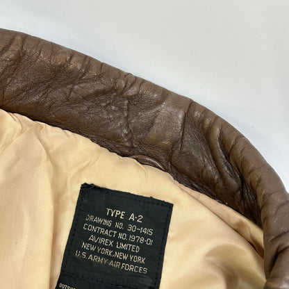 AVIREX Brown Leather Type A-2 Flight Jacket Size L