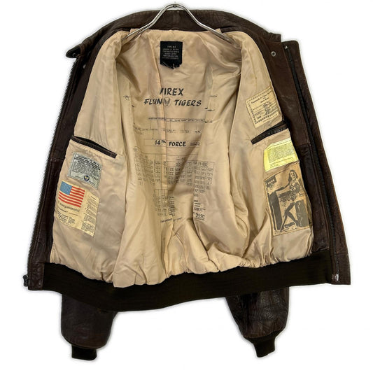 AVIREX Brown Leather Type A-2 Flight Jacket Size L