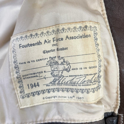AVIREX Brown Leather Type A-2 Flight Jacket Size L