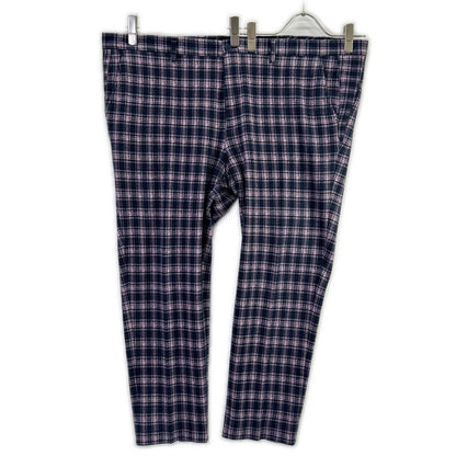 ETRO Pink Navy Check Cotton Blend Tapered Slacks Size 58