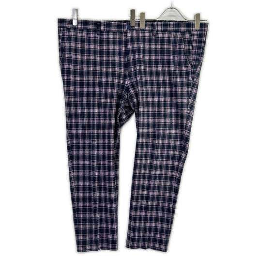 ETRO Pink Navy Check Cotton Blend Tapered Slacks Size 58