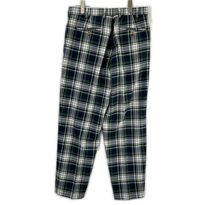 BERNARD ZINS Green Check Double Pleated Pants Size US30