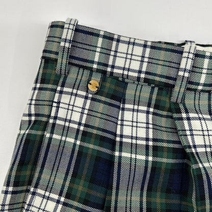 BERNARD ZINS Green Check Double Pleated Pants Size US30