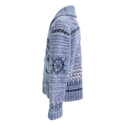 RRL Indigo Dyed Hand-Knit Shawl Collar Cardigan Size M
