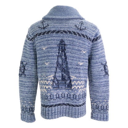 RRL Indigo Dyed Hand-Knit Shawl Collar Cardigan Size M