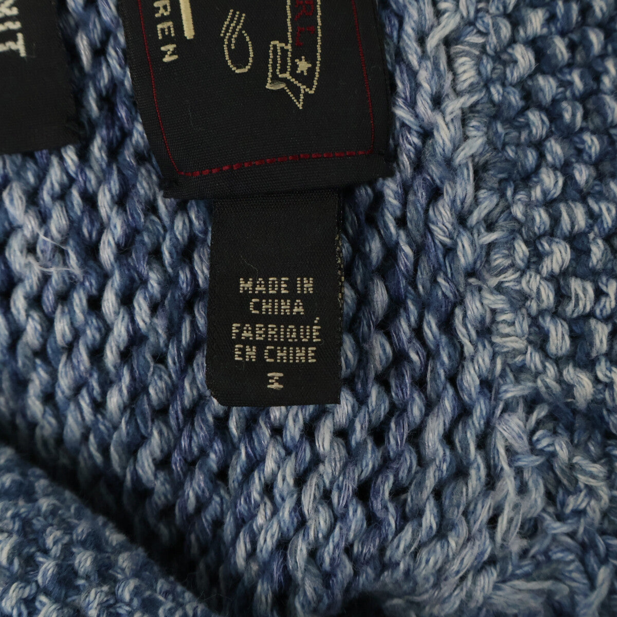RRL Indigo Dyed Hand-Knit Shawl Collar Cardigan Size M