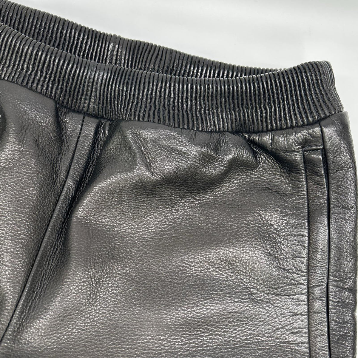 MOSSIR Washable Leather Drawstring Pants Black Size 40
