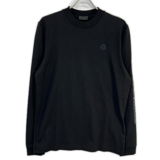 MONCLER 22 Black Rubber Logo Long Sleeve T-Shirt Size XS