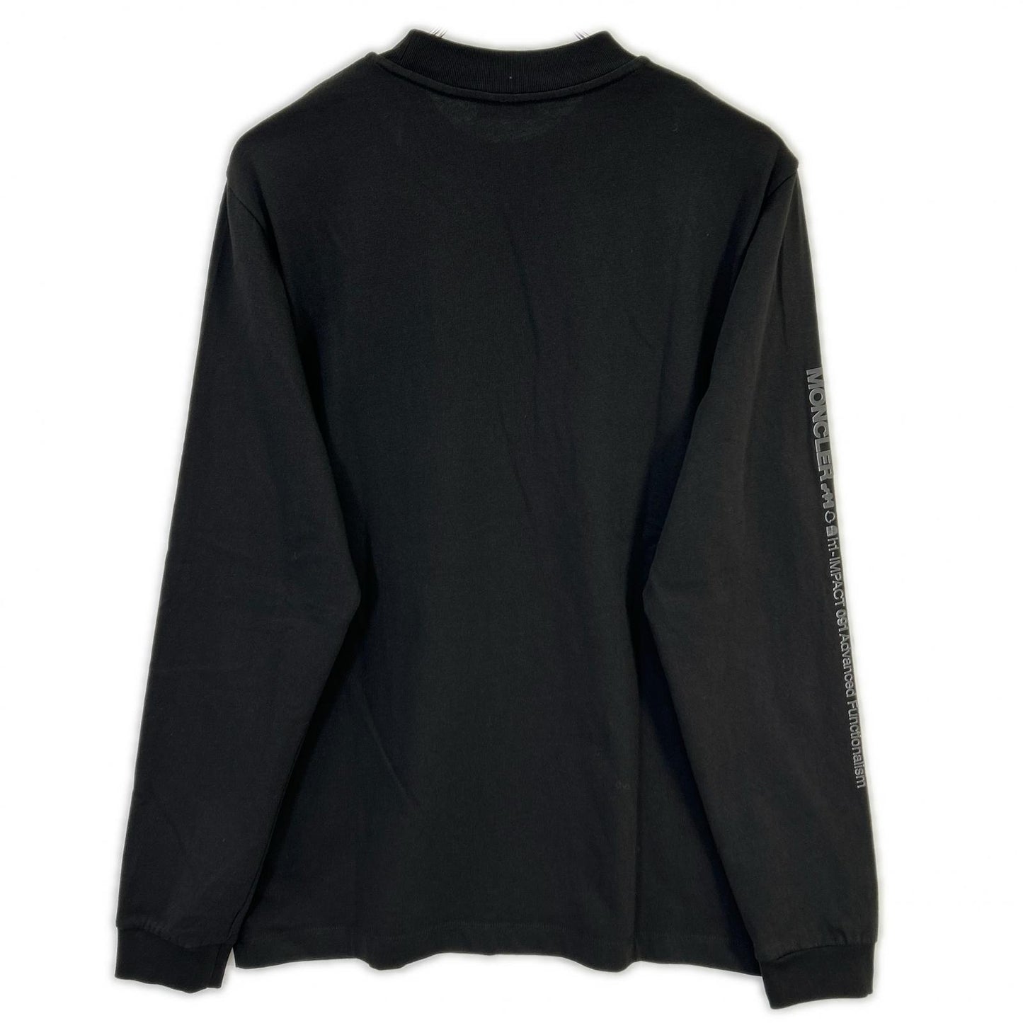 MONCLER 22 Black Rubber Logo Long Sleeve T-Shirt Size XS