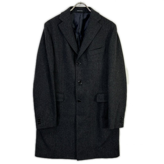 TAGLIATORE Charcoal Herringbone Wool Coat Size 46R