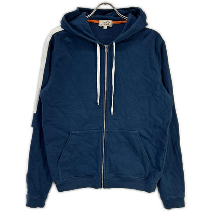 HERMES Navy Cotton Blend Sideline Zip Hoodie Size L