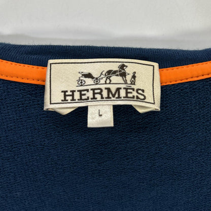 HERMES Navy Cotton Blend Sideline Zip Hoodie Size L