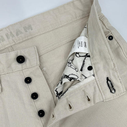DENHAM RAZOR Ivory Cotton Slim Fit Button Fly Jeans Size 32