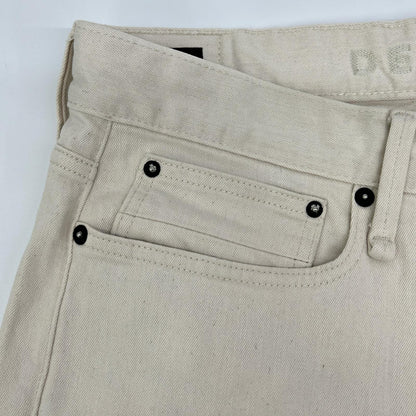 DENHAM RAZOR Ivory Cotton Slim Fit Button Fly Jeans Size 32