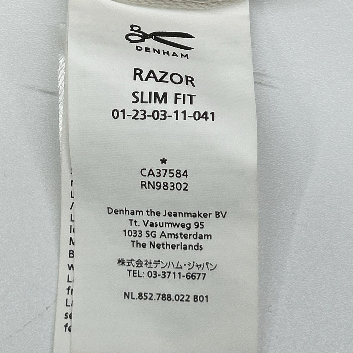DENHAM RAZOR Ivory Cotton Slim Fit Button Fly Jeans Size 32
