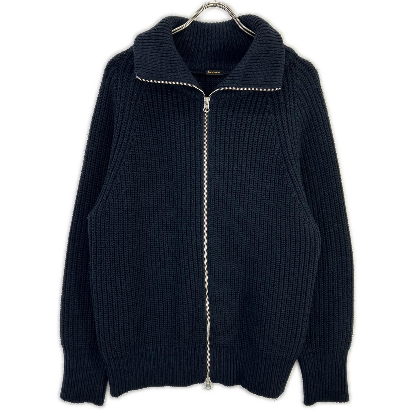 ETS.MATERIAUX 24AW Navy Wool Two-Way Driver's Knit Jacket Size 2