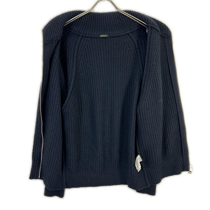 ETS.MATERIAUX 24AW Navy Wool Two-Way Driver's Knit Jacket Size 2