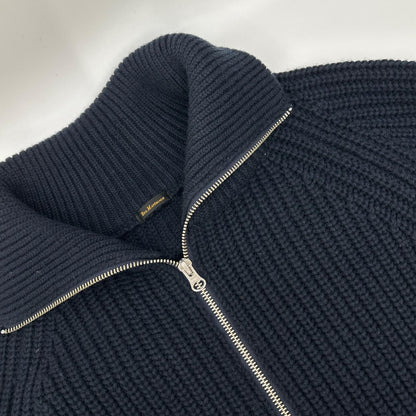 ETS.MATERIAUX 24AW Navy Wool Two-Way Driver's Knit Jacket Size 2