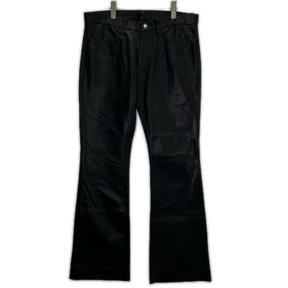 FREEDOM Black Cowhide Zip Fly Bootcut Leather Pants Boots Size 34