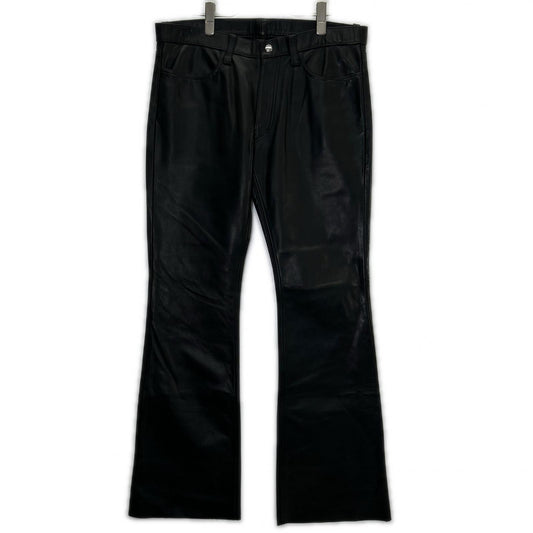 FREEDOM Black Cowhide Zip Fly Bootcut Leather Pants Boots Size 34
