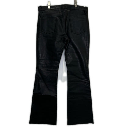 FREEDOM Black Cowhide Zip Fly Bootcut Leather Pants Boots Size 34