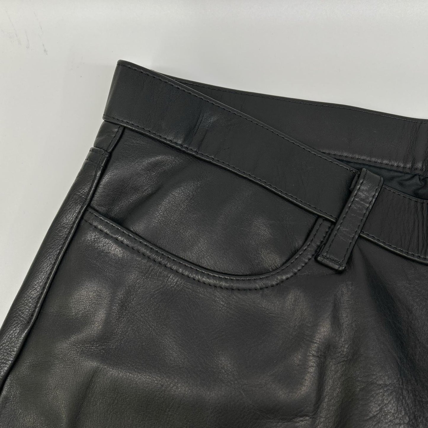 FREEDOM Black Cowhide Zip Fly Bootcut Leather Pants Boots Size 34
