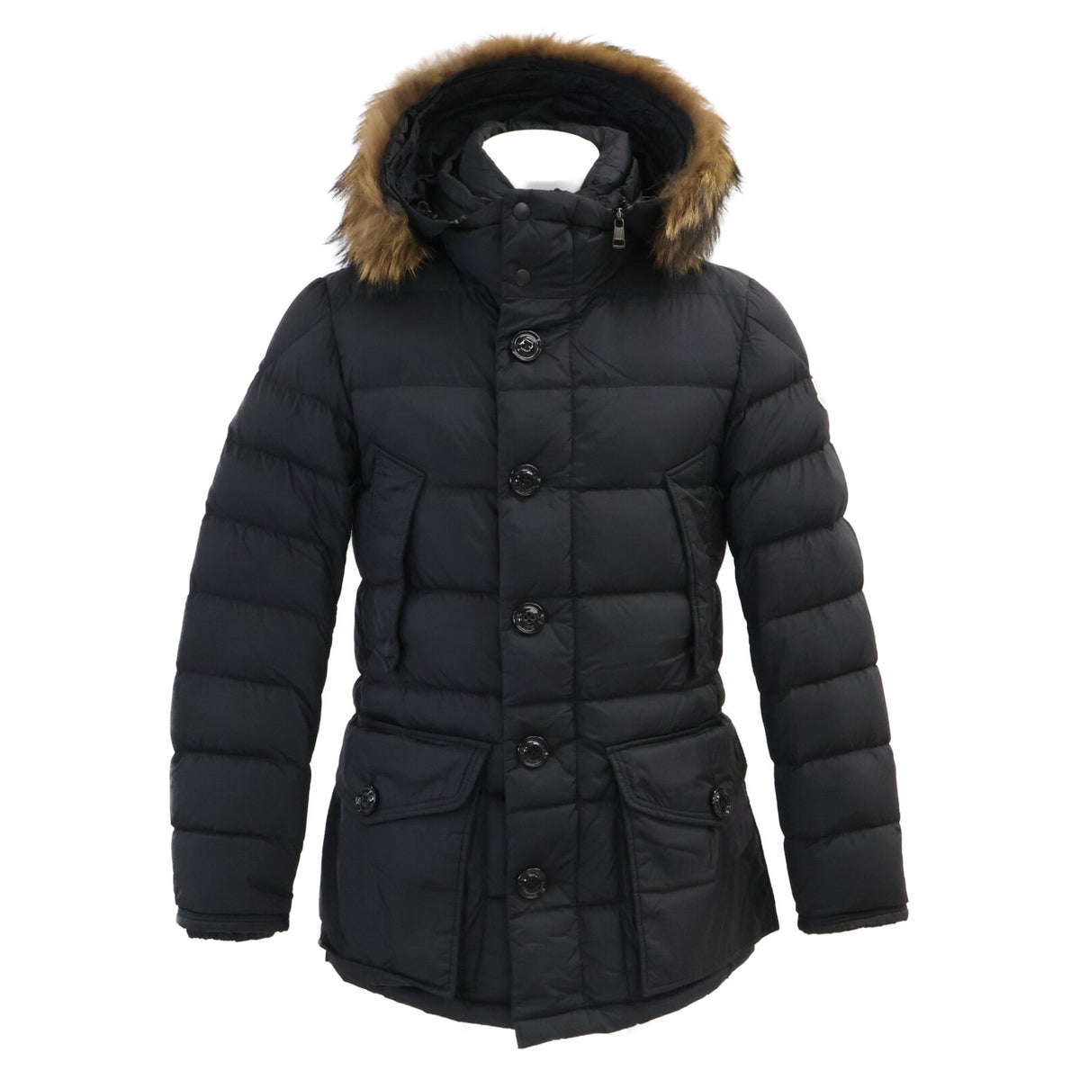 MONCLER Cluny Fur Trim Hooded Down Coat Size 0