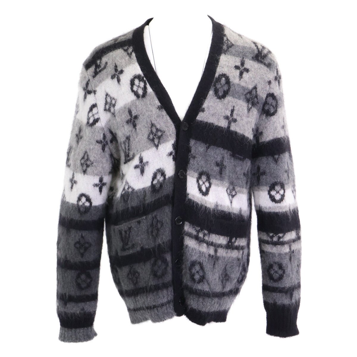 LOUIS VUITTON 24' Monogram Mohair Cardigan Black Size M