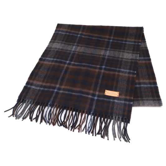 LOUIS VUITTON Cashmere Wool Tartan Check Fringe Scarf
